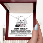 Dear Mommy Your Little One Can't Wait to See your Smile Baby Feet Pendant Necklace