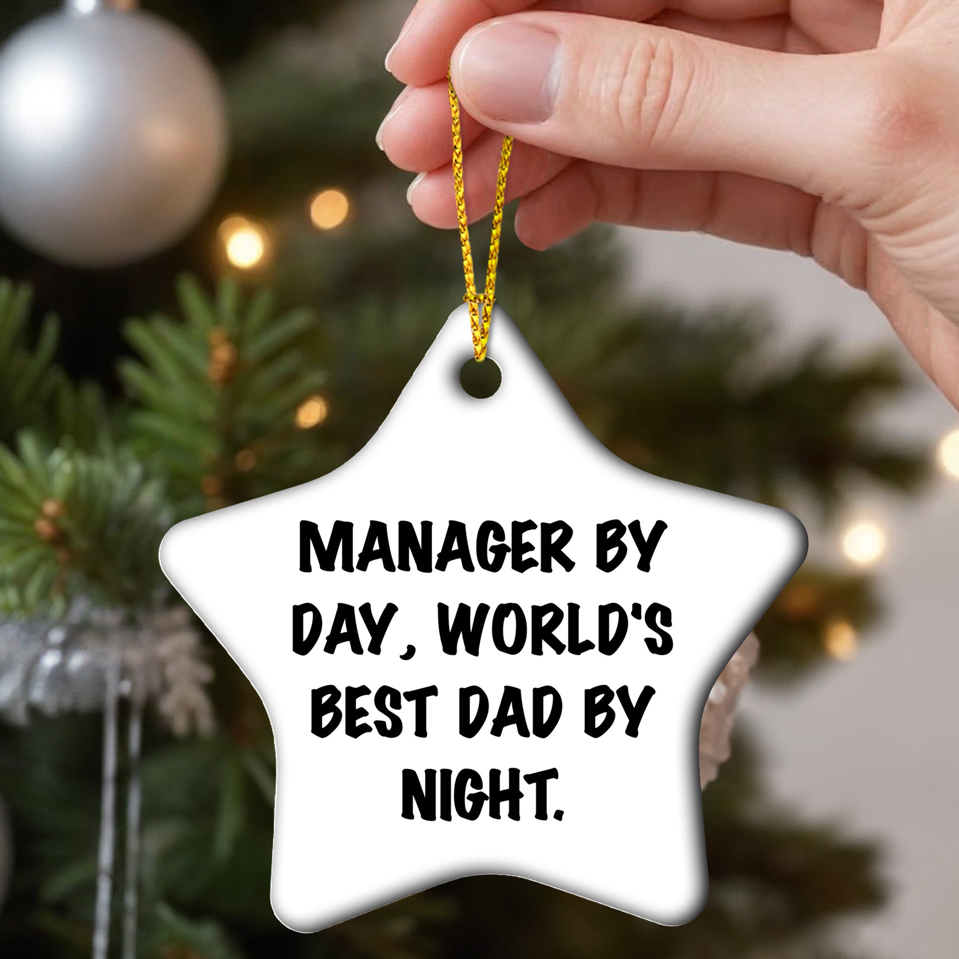 Manager Gifts: Funny Star Ornament, Manager By Day, World's Best Dad By Night., Christmas Unique Gifts from Family