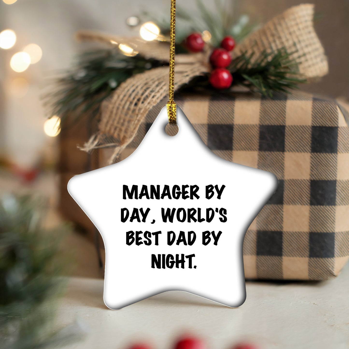 Manager Gifts: Funny Star Ornament, Manager By Day, World's Best Dad By Night., Christmas Unique Gifts from Family