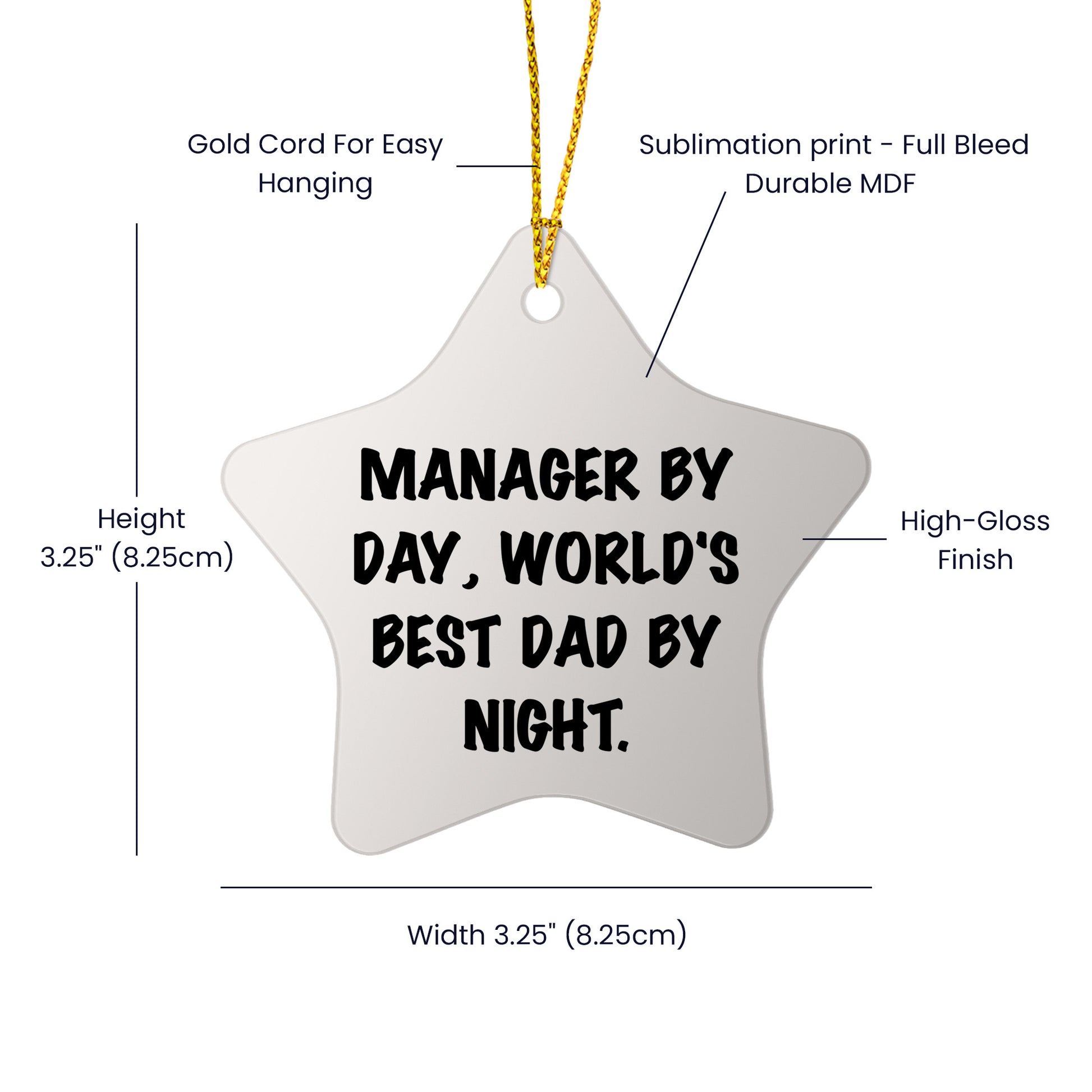 Manager Gifts: Funny Star Ornament, Manager By Day, World's Best Dad By Night., Christmas Unique Gifts from Family