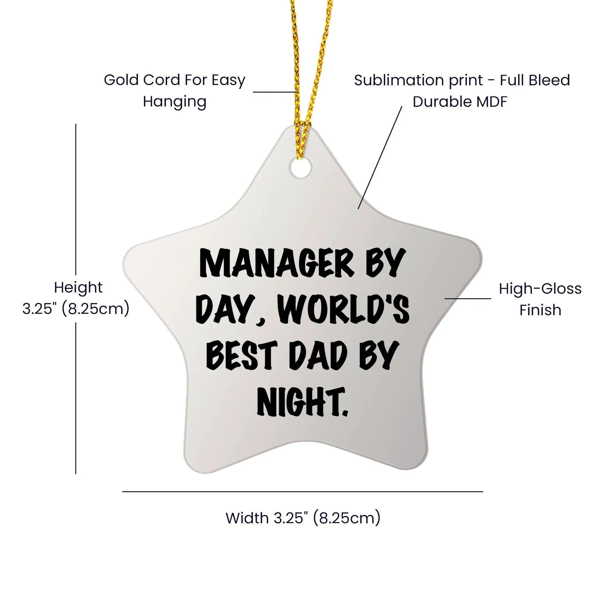 Manager Gifts: Funny Star Ornament, Manager By Day, World's Best Dad By Night., Christmas Unique Gifts from Family