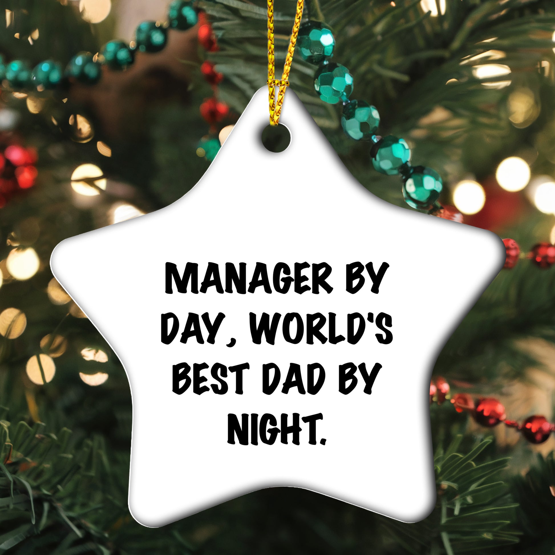 Manager Gifts: Funny Star Ornament, Manager By Day, World's Best Dad By Night., Christmas Unique Gifts from Family
