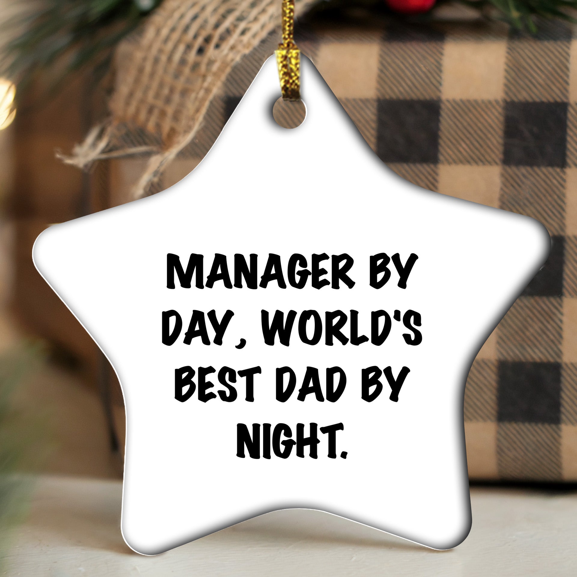 Manager Gifts: Funny Star Ornament, Manager By Day, World's Best Dad By Night., Christmas Unique Gifts from Family