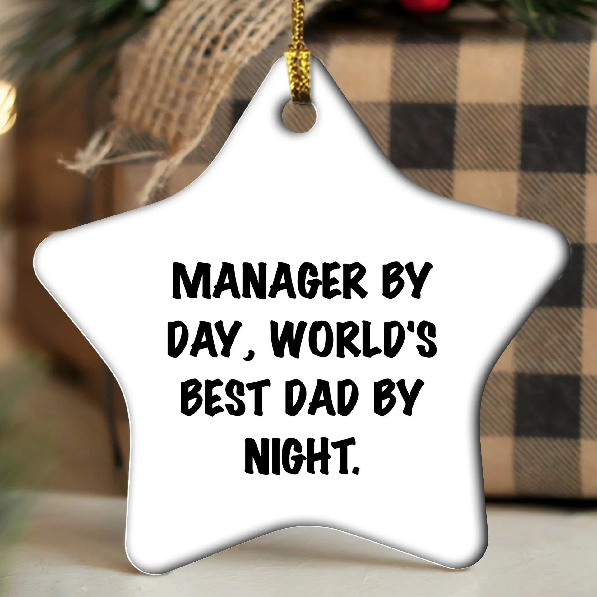 Manager Gifts: Funny Star Ornament, Manager By Day, World's Best Dad By Night., Christmas Unique Gifts from Family