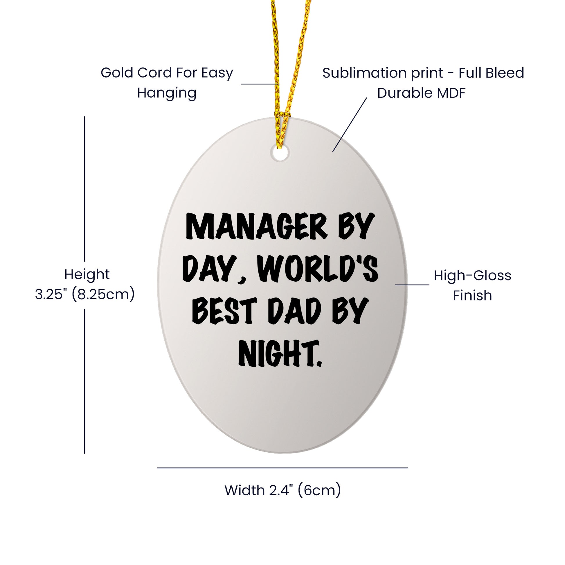 Manager Gifts from Friends, World's Best Dad By Night Oval Ornament for Christmas