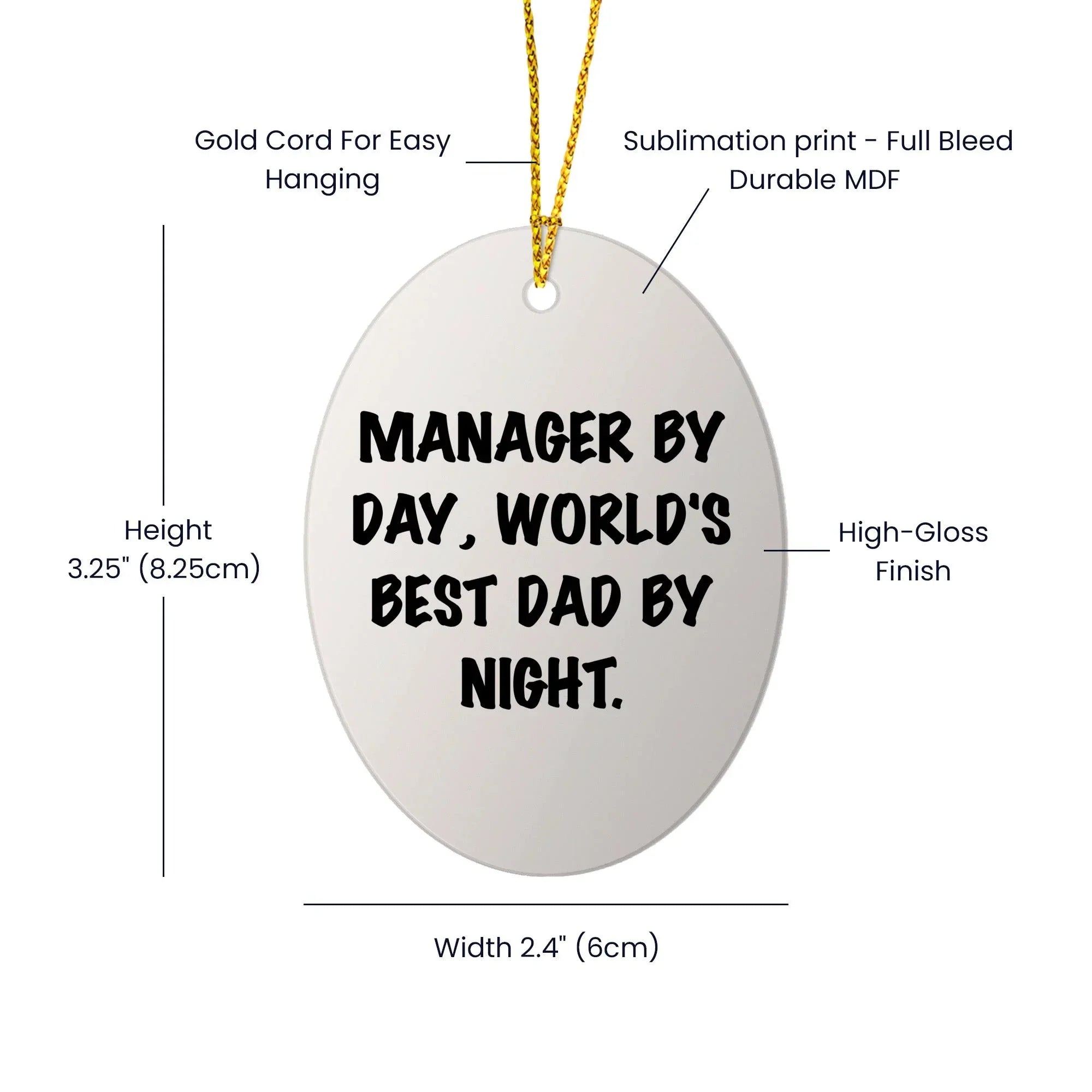 Manager Gifts from Friends, World's Best Dad By Night Oval Ornament for Christmas