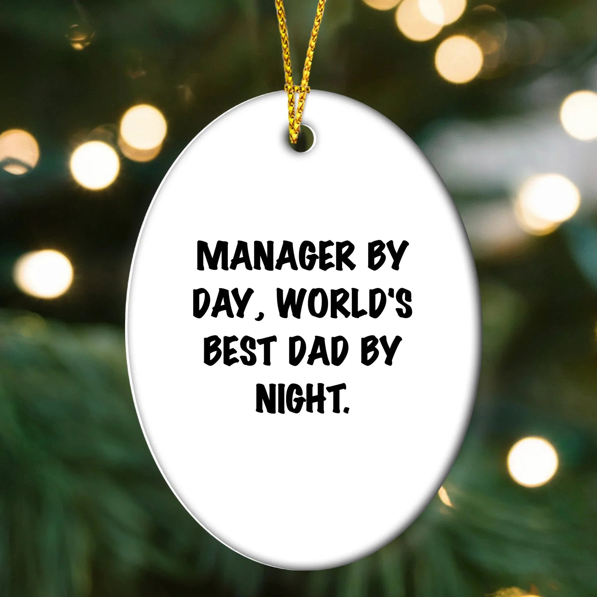 Manager Gifts from Friends, World's Best Dad By Night Oval Ornament for Christmas