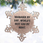 Manager's Christmas Unique Gift, Funny Quote Snowflake Ornament, Gifts from Men for Manager, Unique Christmas Unique Gifts