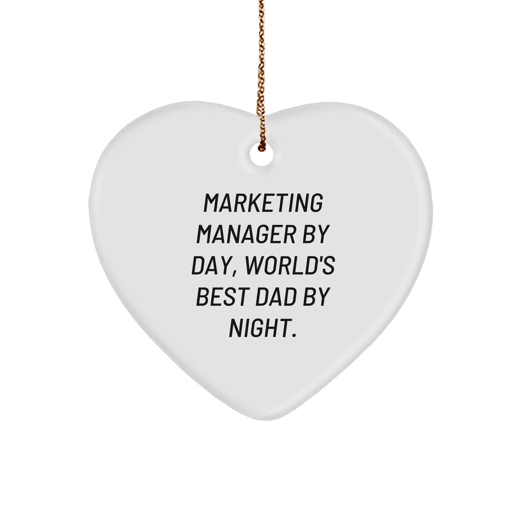 Marketing Manager Gifts, Heart Ornament, Funny Quote 'By Day, World's Best Dad By Night.' - Gifts from Men to Marketing Manager - Unique Christmas Unique Gifts