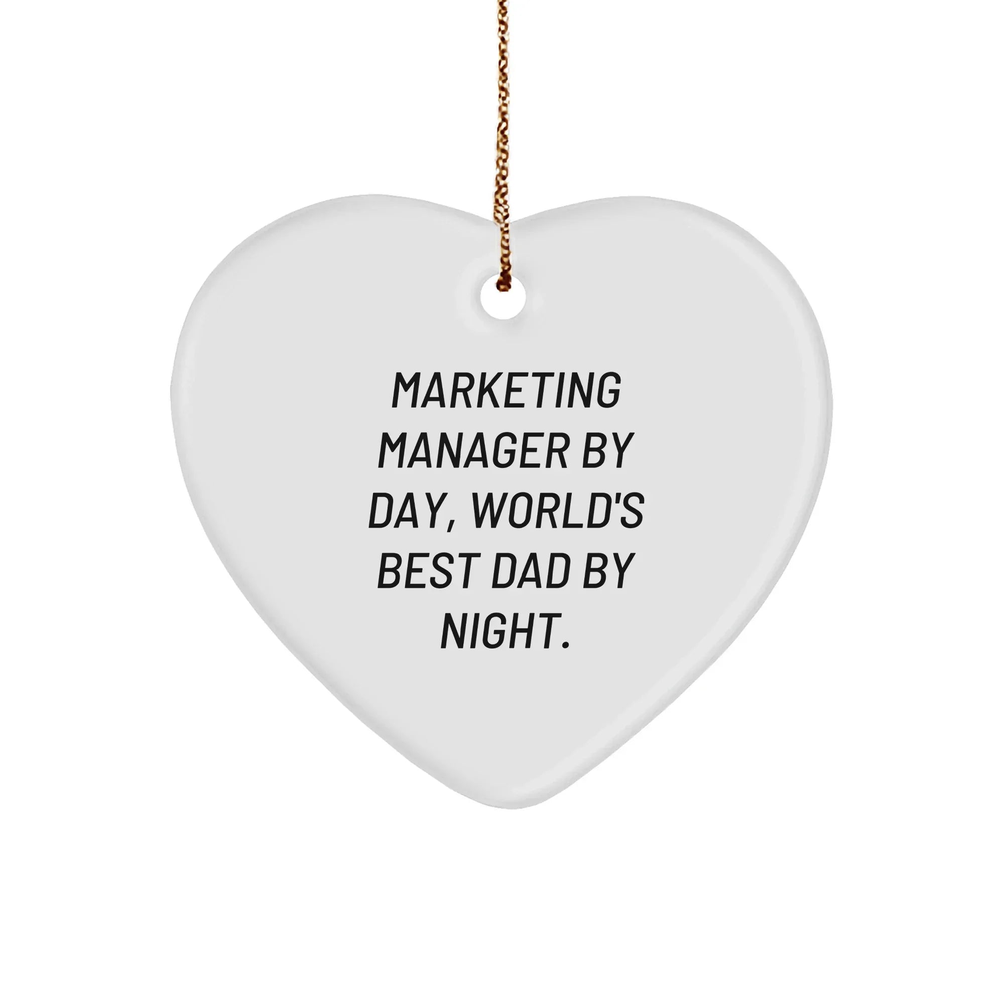 Marketing Manager Gifts, Heart Ornament, Funny Quote 'By Day, World's Best Dad By Night.' - Gifts from Men to Marketing Manager - Unique Christmas Unique Gifts