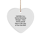 Marketing Manager Gifts from Friends and Family - Heart Ornament with Caution Quote, Unique Christmas Unique Gifts for Him/Her