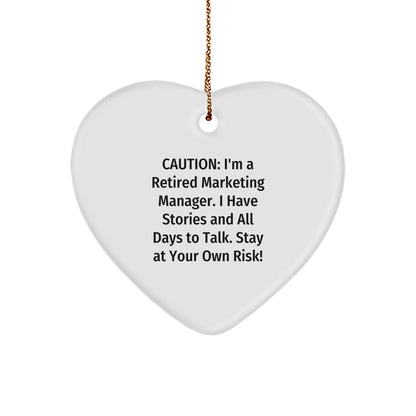 Marketing Manager Gifts from Friends and Family - Heart Ornament with Caution Quote, Unique Christmas Unique Gifts for Him/Her