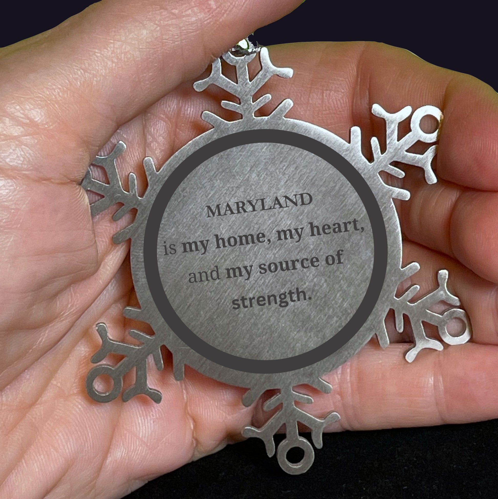Maryland is my home Gifts, Lovely Maryland Birthday Christmas Snowflake Ornament For People from Maryland, Men, Women, Friends
