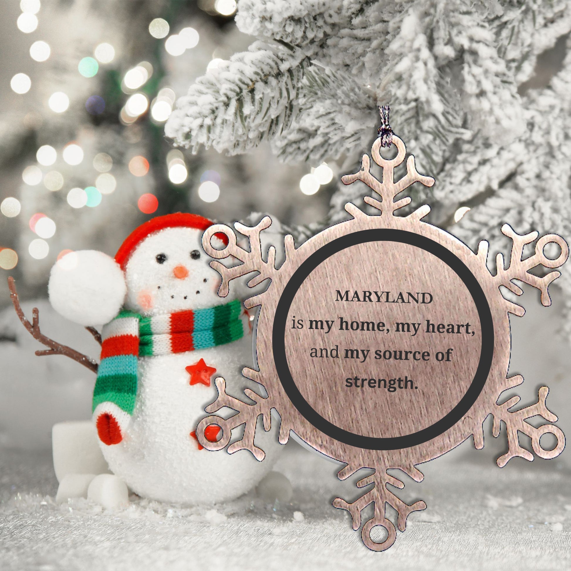 Maryland is my home Gifts, Lovely Maryland Birthday Christmas Snowflake Ornament For People from Maryland, Men, Women, Friends