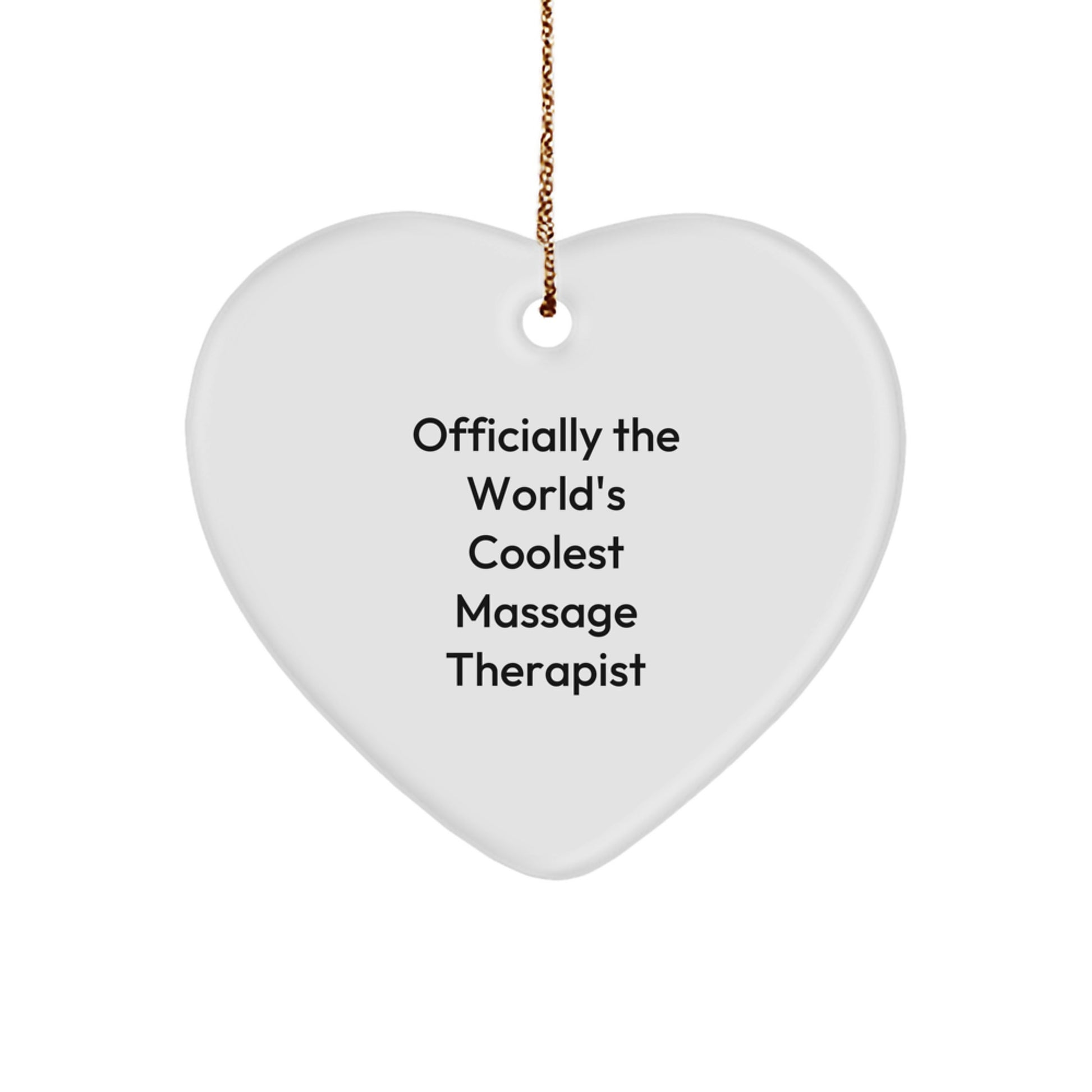 Massage Therapist Gifts from Friends - Funny Heart Ornament for Christmas, 'Officially The World's Coolest Massage Therapist' Quote, Heart Shaped, White, 2.75" Tall, Gift for Massage Therapist
