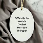 Massage Therapist Christmas Tree Oval Ornament - 'Officially The World's Coolest Massage Therapist'Gifts