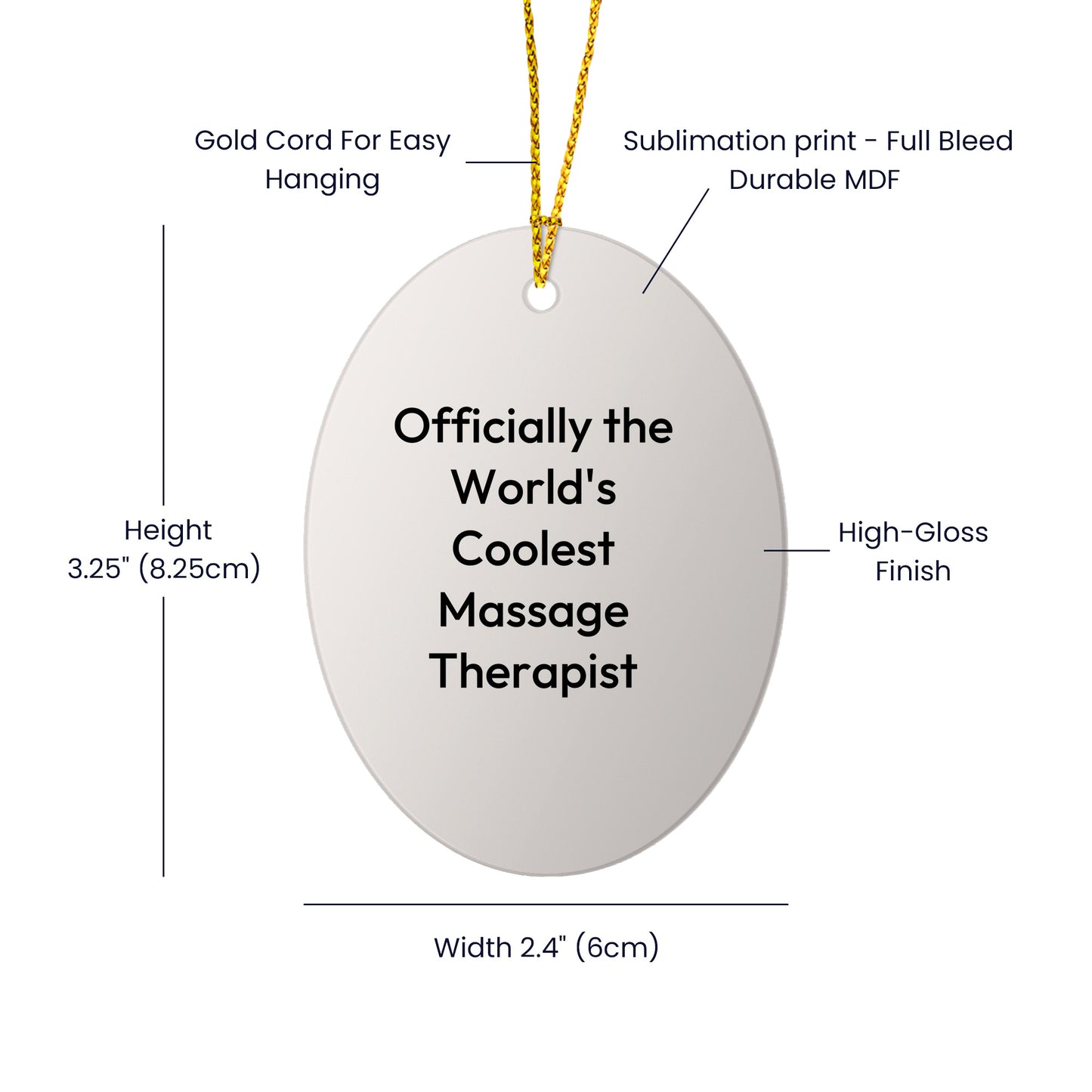 Massage Therapist Gifts from Friends for Christmas - 'Officially The World's Coolest Massage Therapist' Oval Ornament