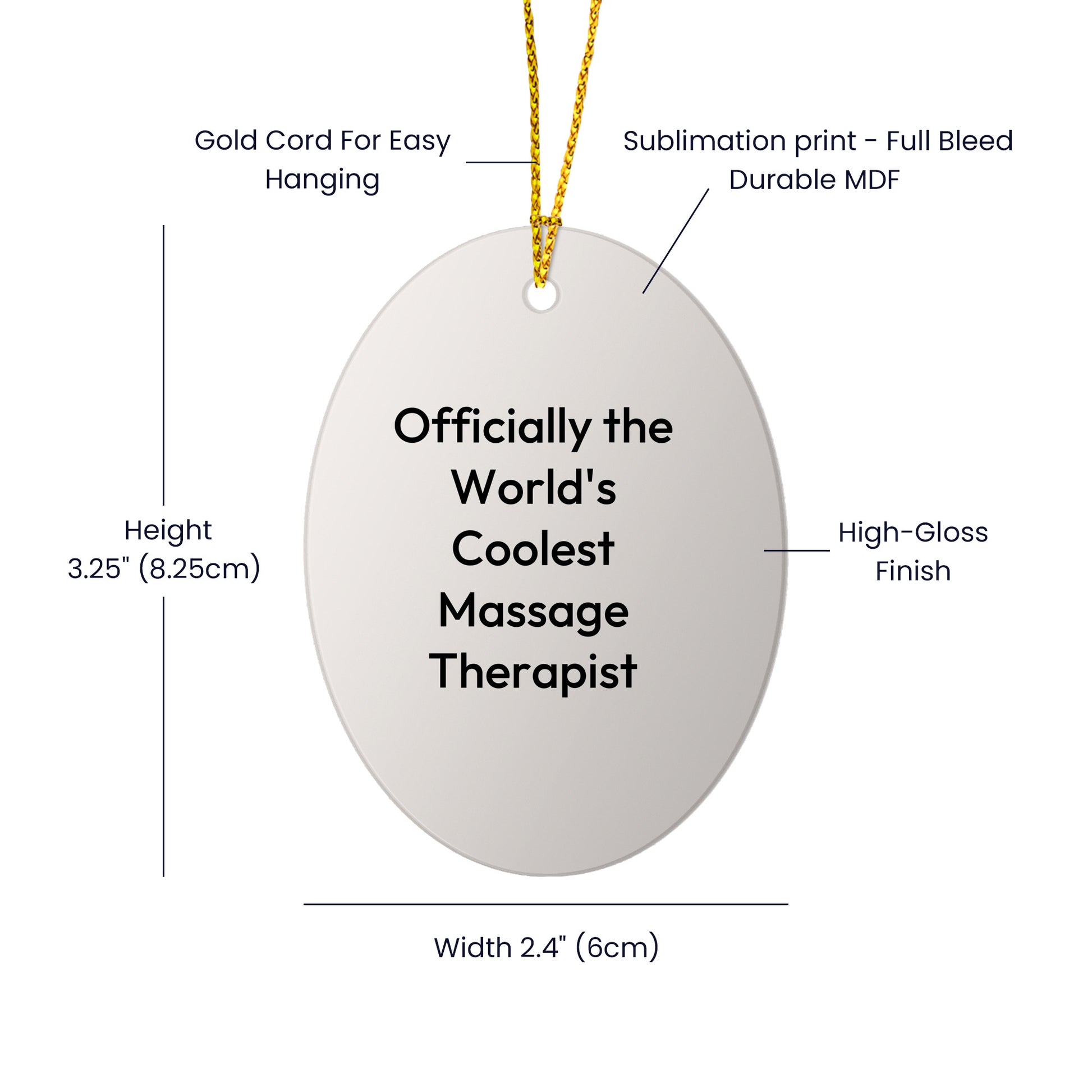 Massage Therapist Gifts from Friends for Christmas - 'Officially The World's Coolest Massage Therapist' Oval Ornament