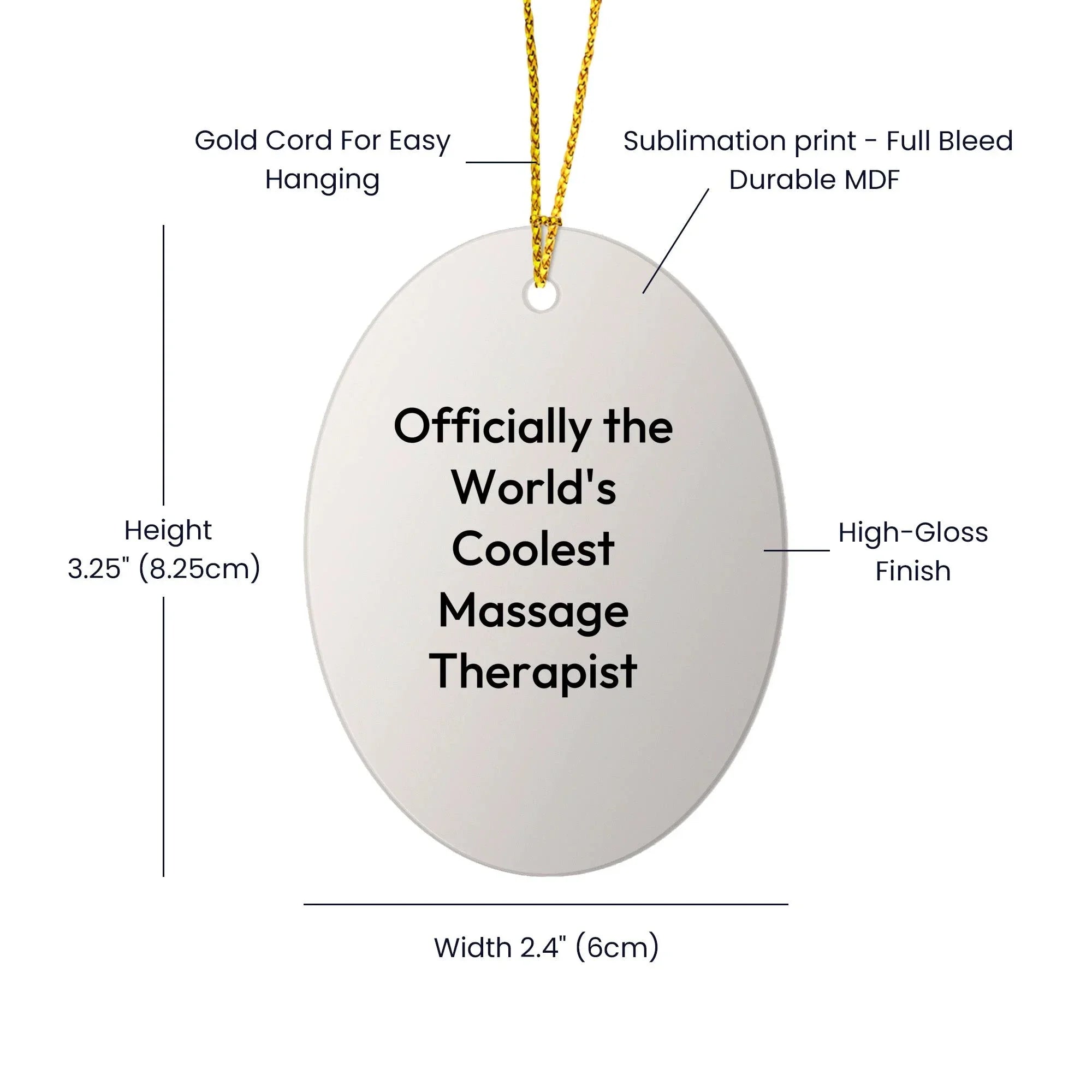 Massage Therapist Christmas Tree Oval Ornament - 'Officially The World's Coolest Massage Therapist'Gifts