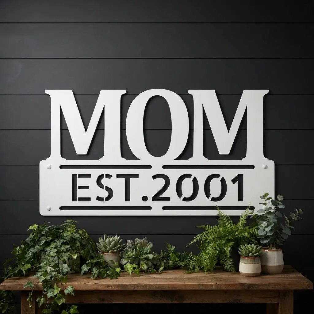 Personalized Mom Est. Year Metal Wall Art | Custom Mother's Day Gift | Mom Established Sign | Metal Home Decor | Made in USA
