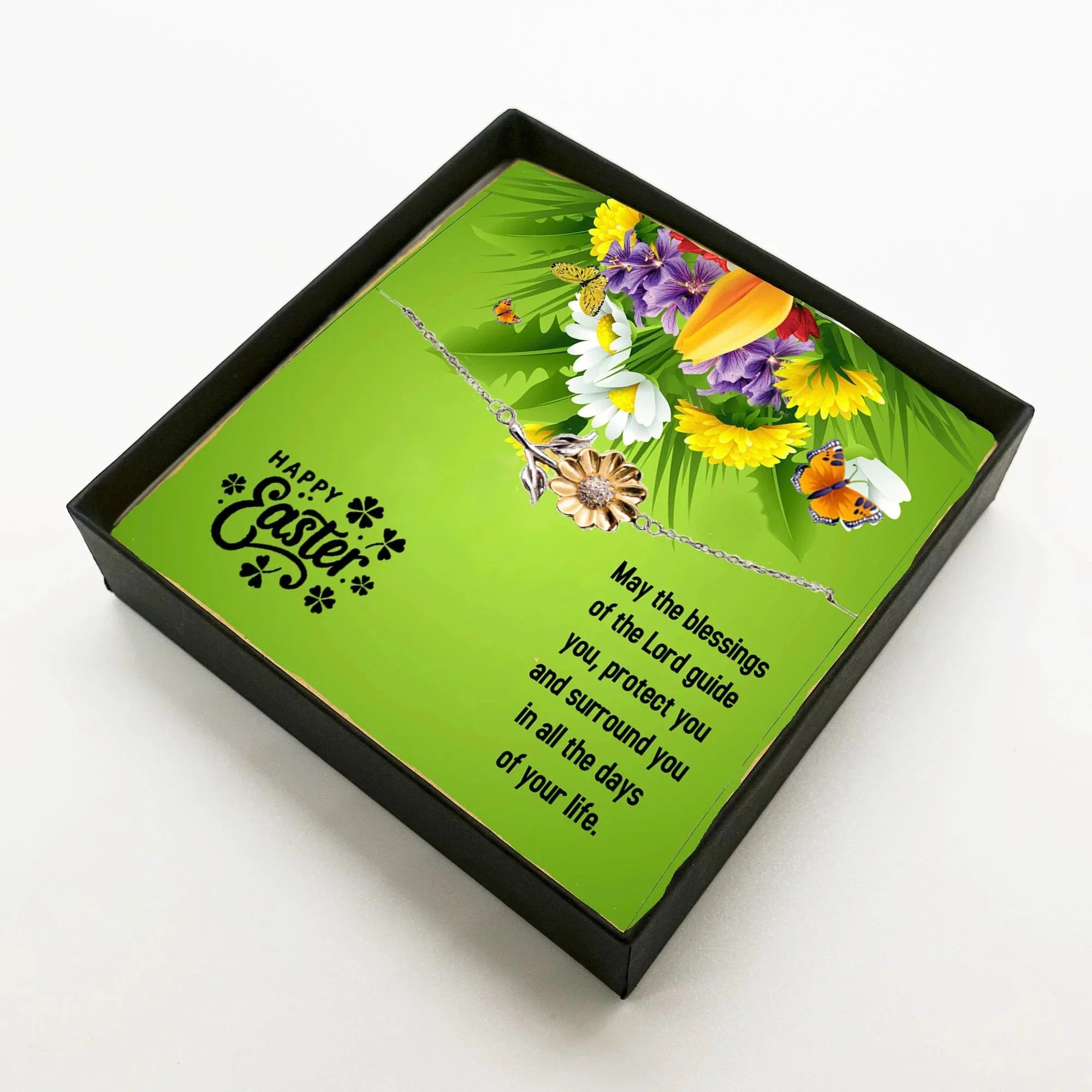 Easter Gift for Her – Sunflower Bracelet for Women & Teens – Sterling Silver with 18K Gold-Plated Petals – Christian Inspirational Jewelry with Blessings Message Card