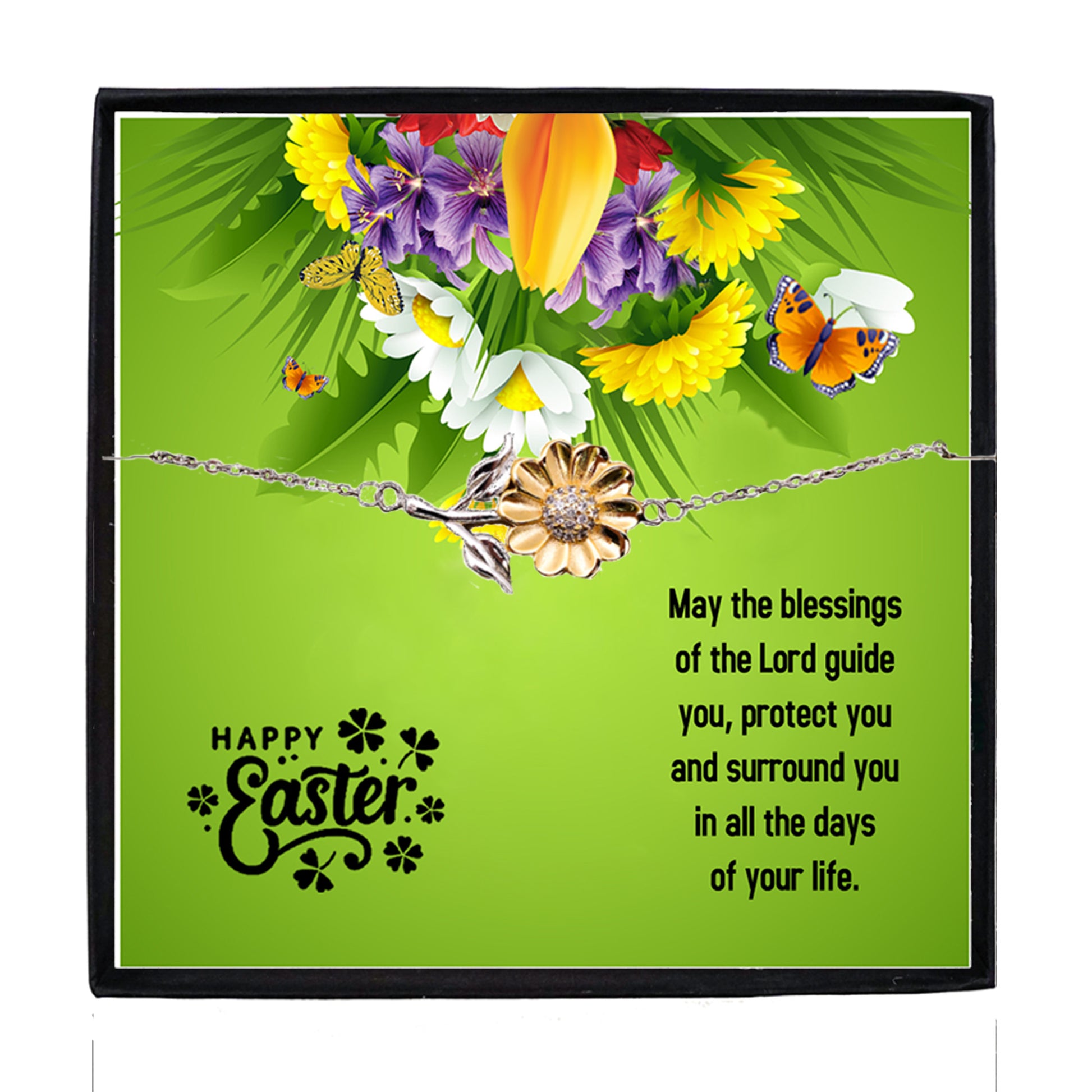 Easter Gift for Her – Sunflower Bracelet for Women & Teens – Sterling Silver with 18K Gold-Plated Petals – Christian Inspirational Jewelry with Blessings Message Card - Mallard Moon Gift Shop