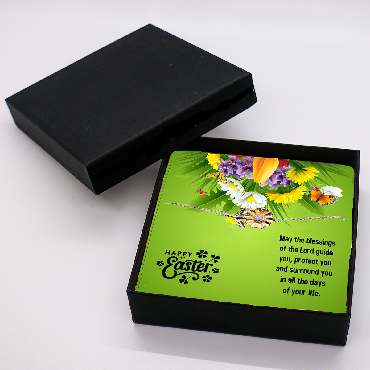 Easter Gift for Her – Sunflower Bracelet for Women & Teens – Sterling Silver with 18K Gold-Plated Petals – Christian Inspirational Jewelry with Blessings Message Card - Mallard Moon Gift Shop