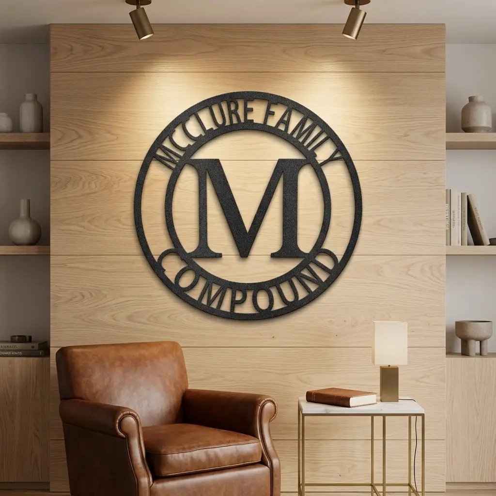 Letter Family Name Personalized Indoor Outdoor Steel Wall Sign Art