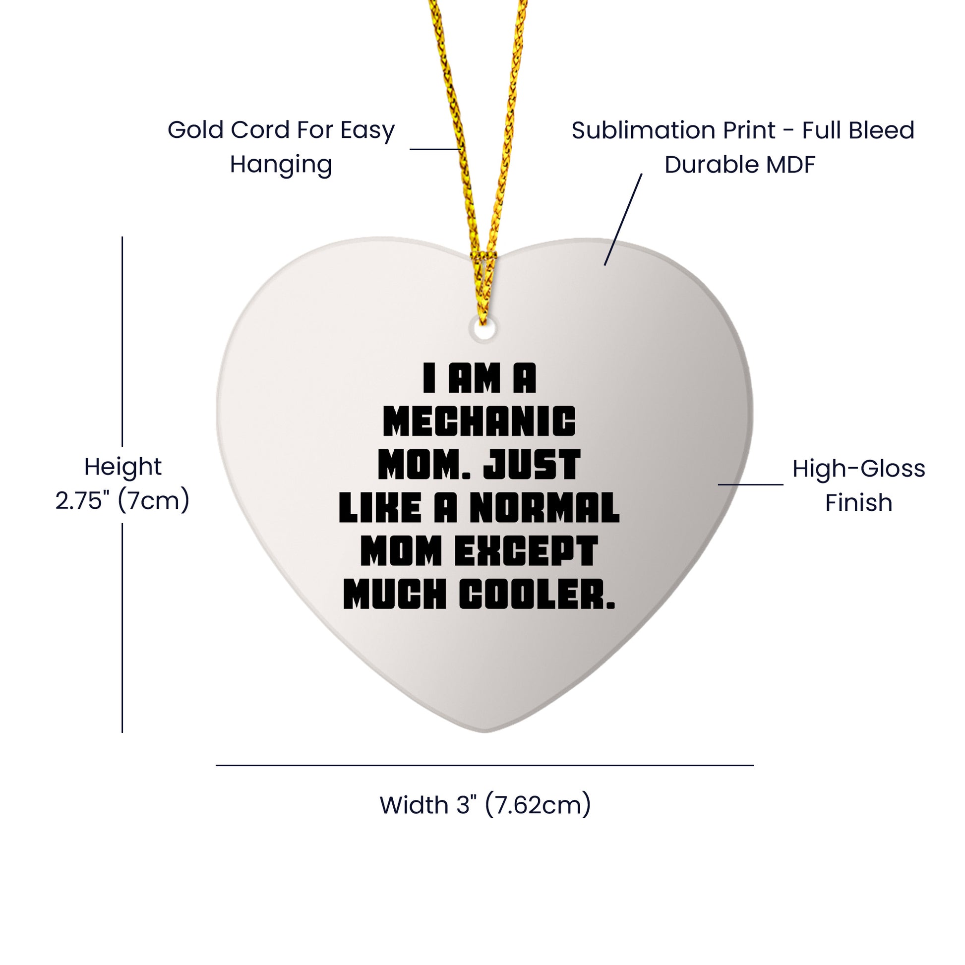 Mechanic Mom Heart Ornament Gifts from Men to Mechanic, Funny Christmas Memorable Present for Mechanic Friends