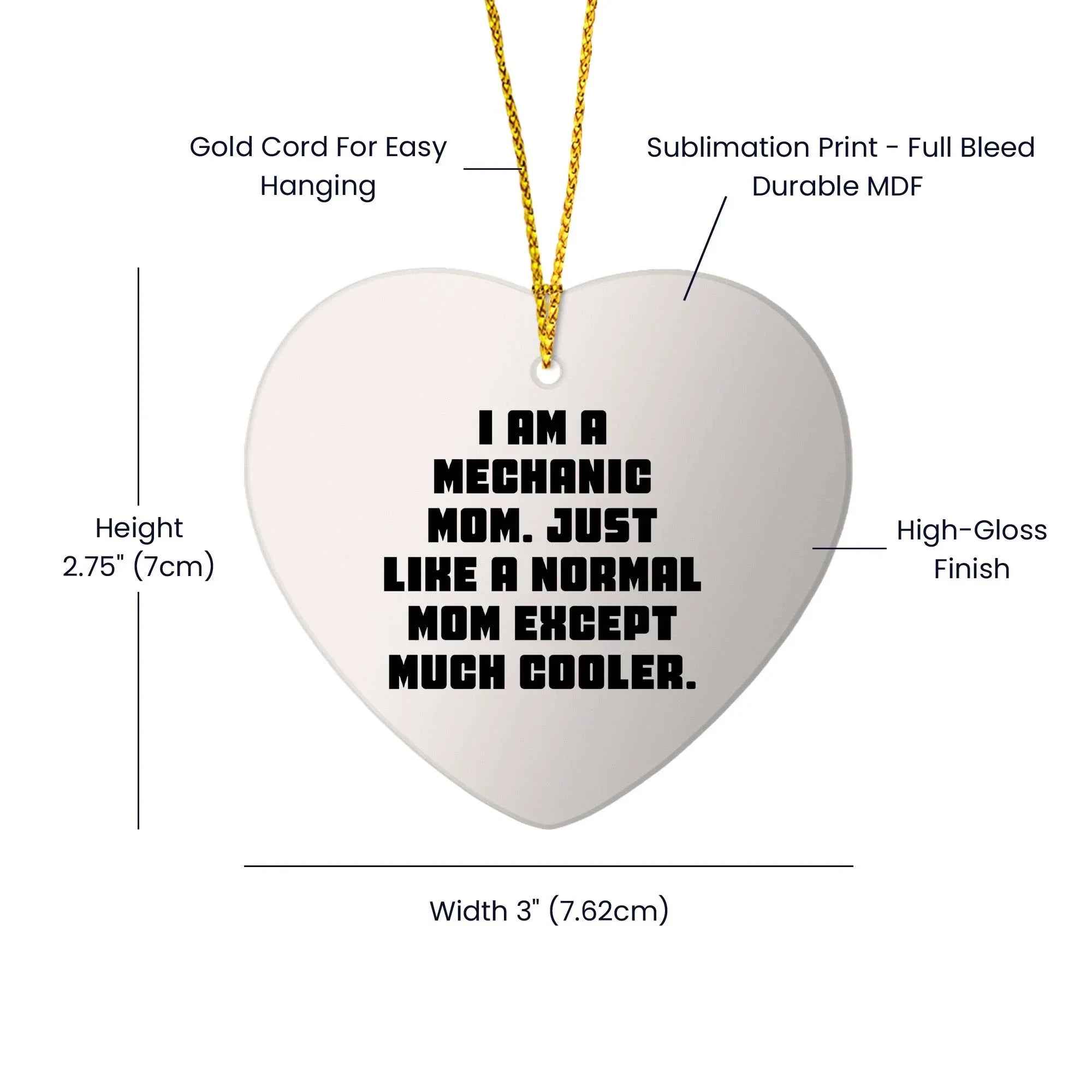 Mechanic Mom Heart Ornament Gifts from Men to Mechanic, Funny Christmas Memorable Present for Mechanic Friends