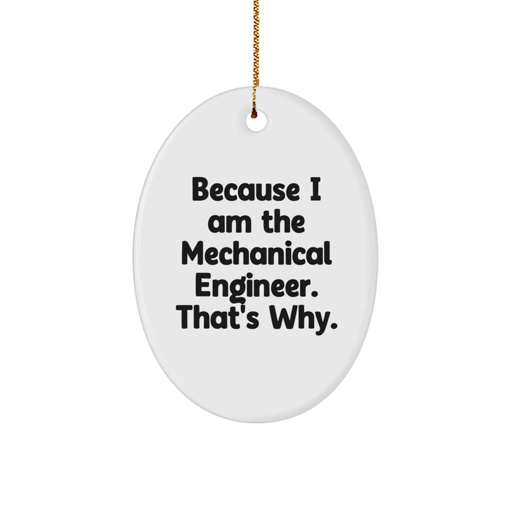 Mechanical Engineer Oval Ornament, Gifts from Friends for Christmas, Because I Am The Mechanical Engineer. That's Why.