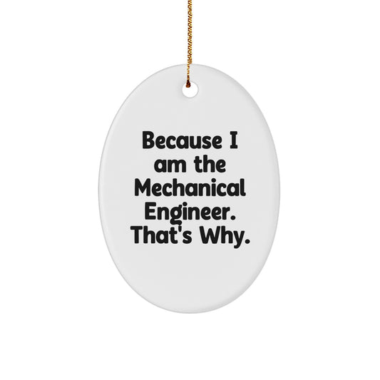 Mechanical Engineer Oval Ornament, Gifts from Friends for Christmas, Because I Am The Mechanical Engineer. That's Why.