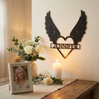 Personalized Angel Wings Memorial Metal Wall Art – Custom Name Remembrance Sign – Sympathy Gift – In Loving Memory Decor – Bereavement Gift