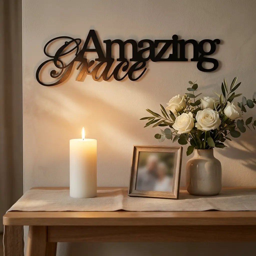 Amazing Grace Metal Wall Art Sign – Christian Steel Scripture Decor – Inspirational Faith Home Decor – Laser Cut Metal Sign