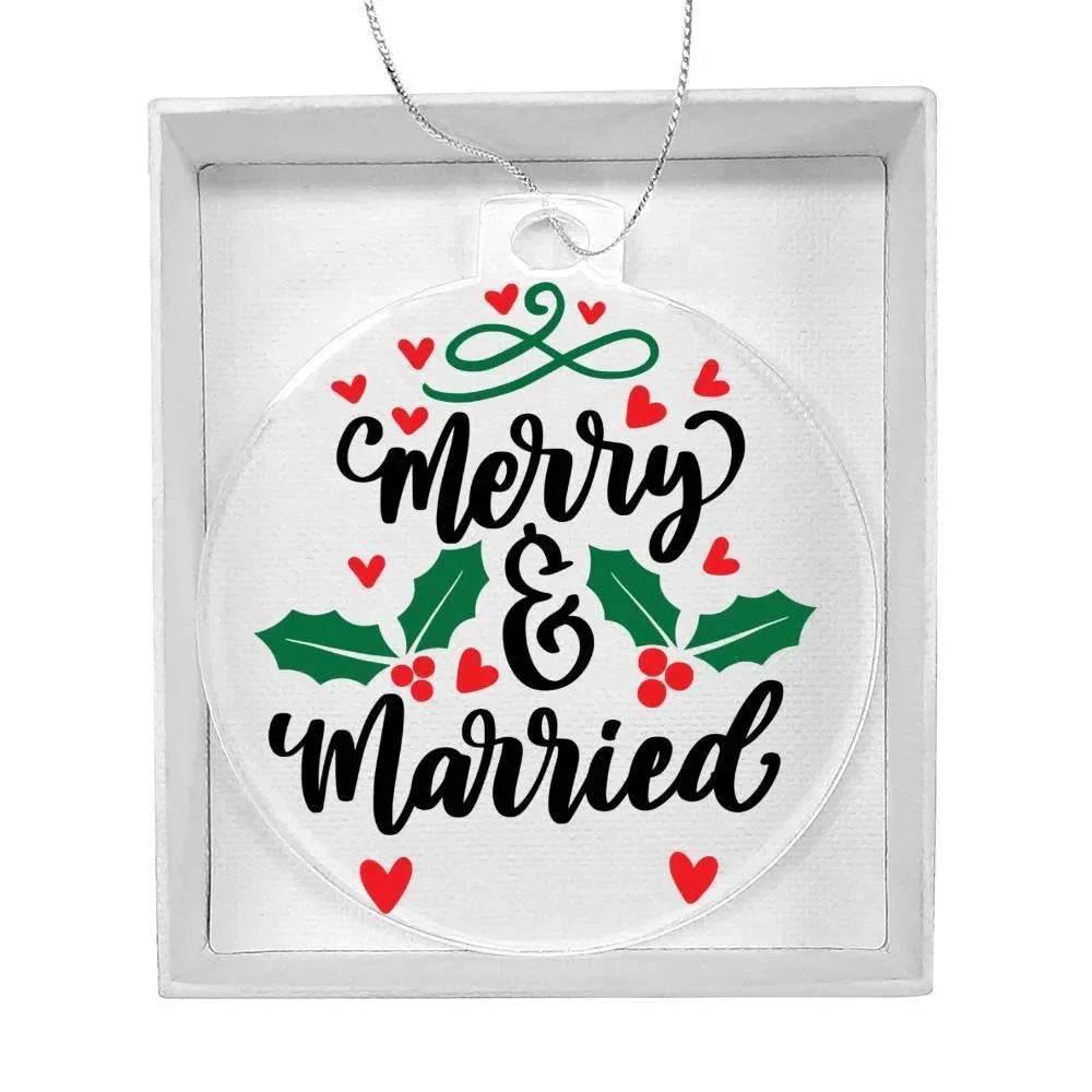 Merry and Married Acrylic Keepsake Ornament