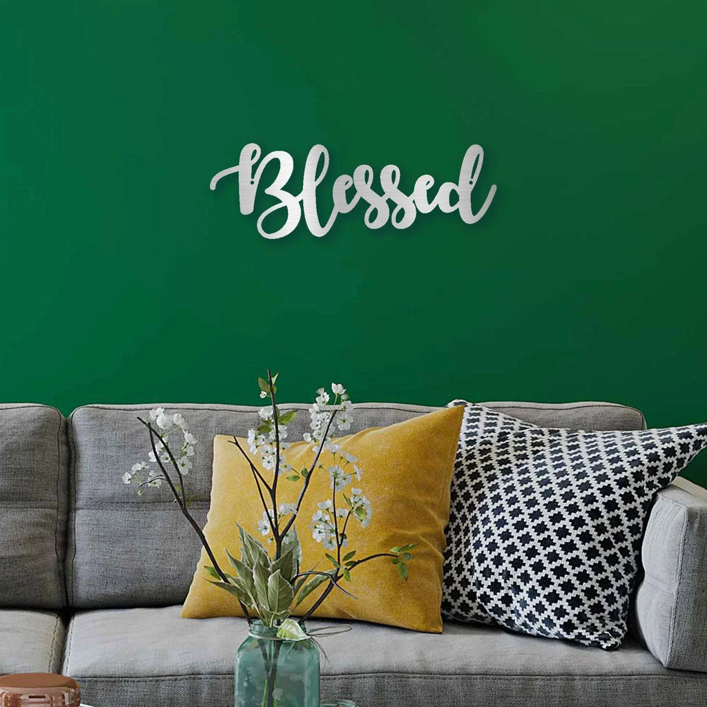 Blessed Word Script Indoor Outdoor Steel Walll Sign