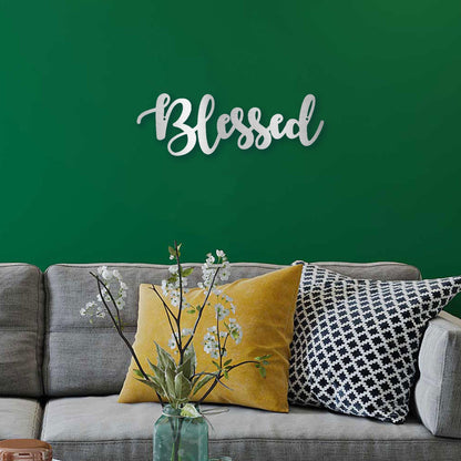 Blessed Word Script Indoor Outdoor Steel Walll Sign - Mallard Moon Gift Shop