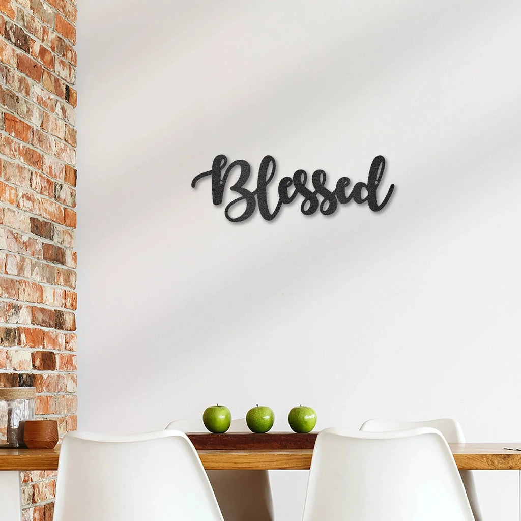 Blessed Word Script Indoor Outdoor Steel Walll Sign
