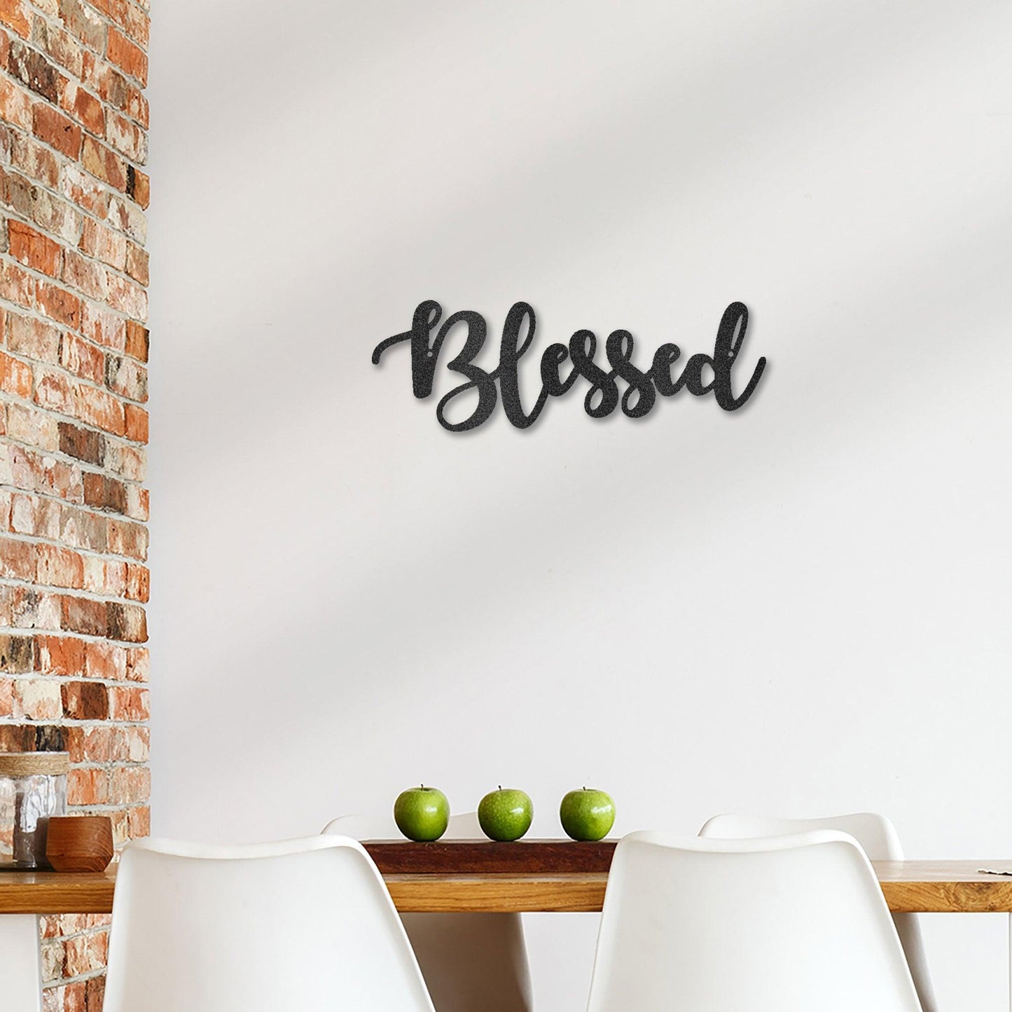 Blessed Word Script Indoor Outdoor Steel Walll Sign - Mallard Moon Gift Shop