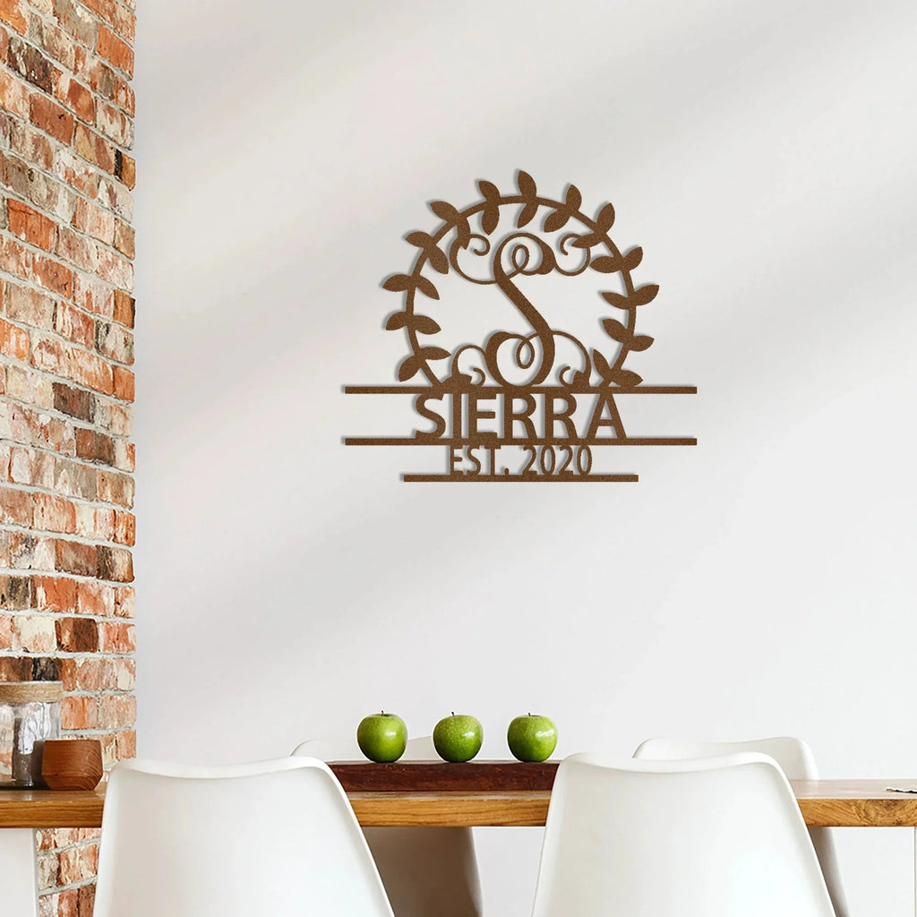 Custom Crest Metal Wall Sign – Personalized Family Name, Monogram, and Established Year – Made in the USA – 5 Sizes & Colors
