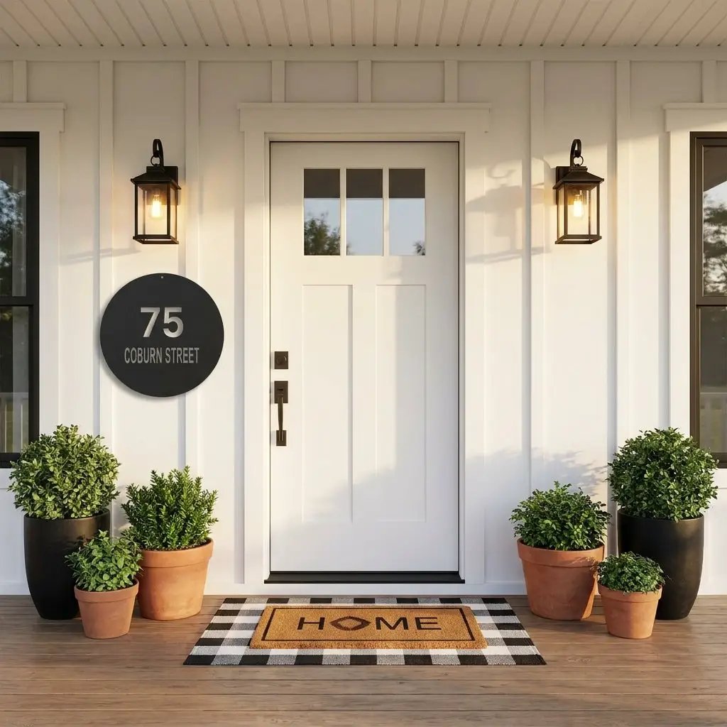 Circle Address Personalized Steel Wall Sign Custom Metal Art