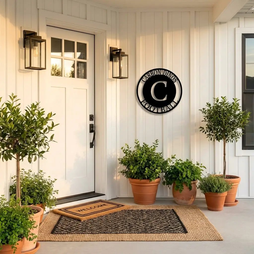Initial Family Name Personalized Indoor Outdoor Steel Wall Sign Art