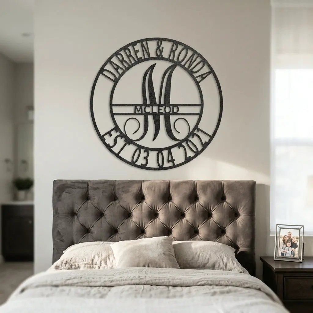 Personalized Split Letter Monogram Metal Wall Art – Custom Family Name Sign – Wedding Gift – Housewarming Decor – Last Name Steel Sign