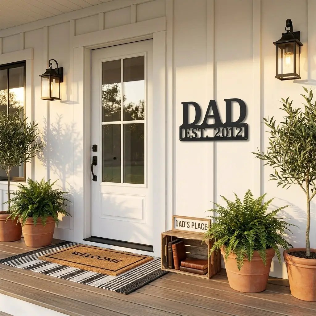 Dad Personalized Established Date Metal Aet Sign – Father’s Day Gift – Custom Family Decor