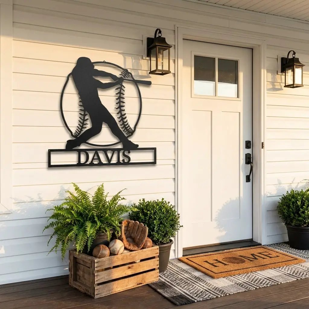 Personalized Baseball Metal Wall Art, Custom Name Baseball Player Sign, Sports Decor for Boys Room, Baseball Gift, Team Player Wall Decor