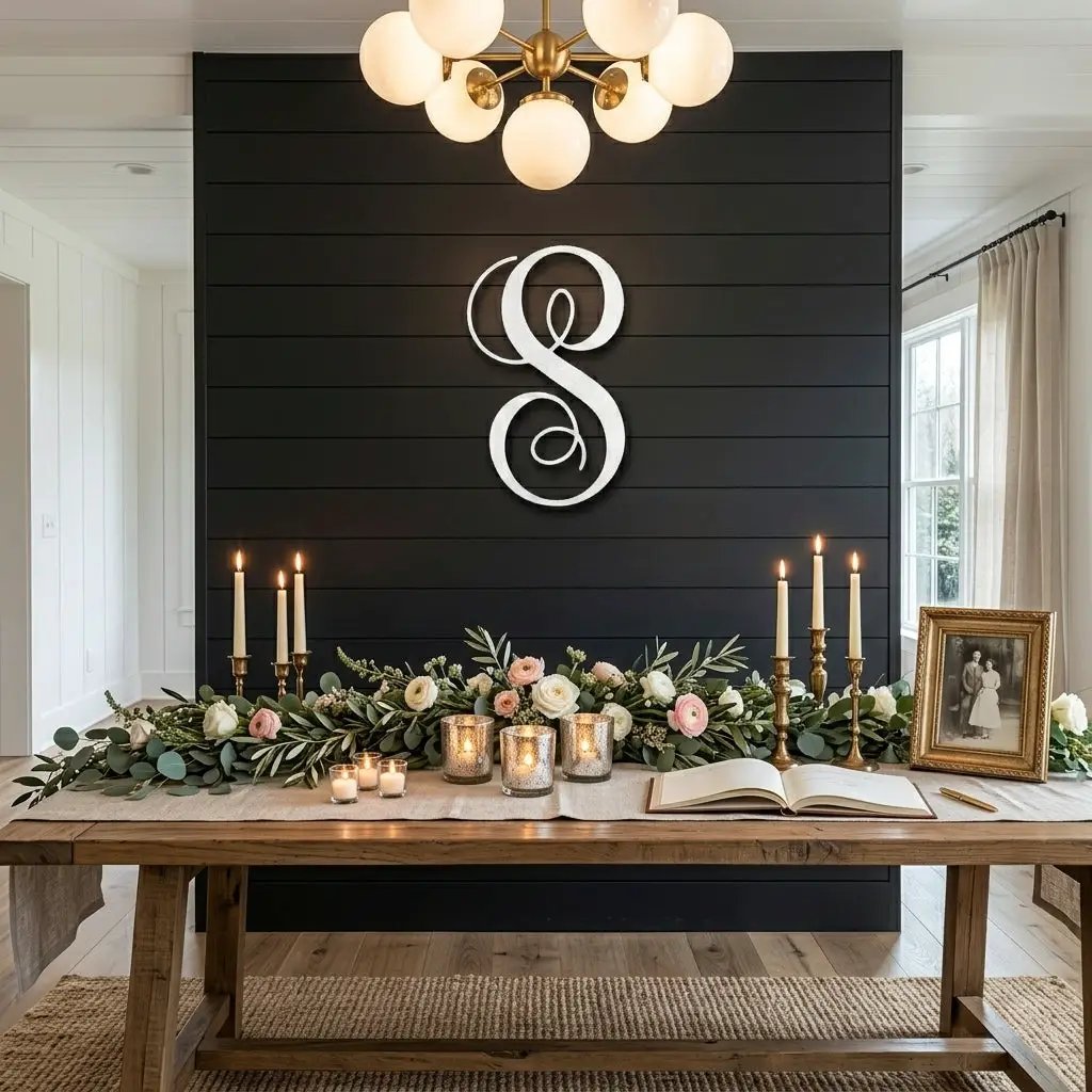 Fancy Initial Custom Monogram Metal Wall Art