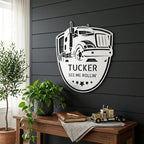 Personalized Trucker Metal Wall Art Sign | Custom Semi Truck Name Sign | Truck Driver Gift | Custom Steel Wall Decor | Made in USA
