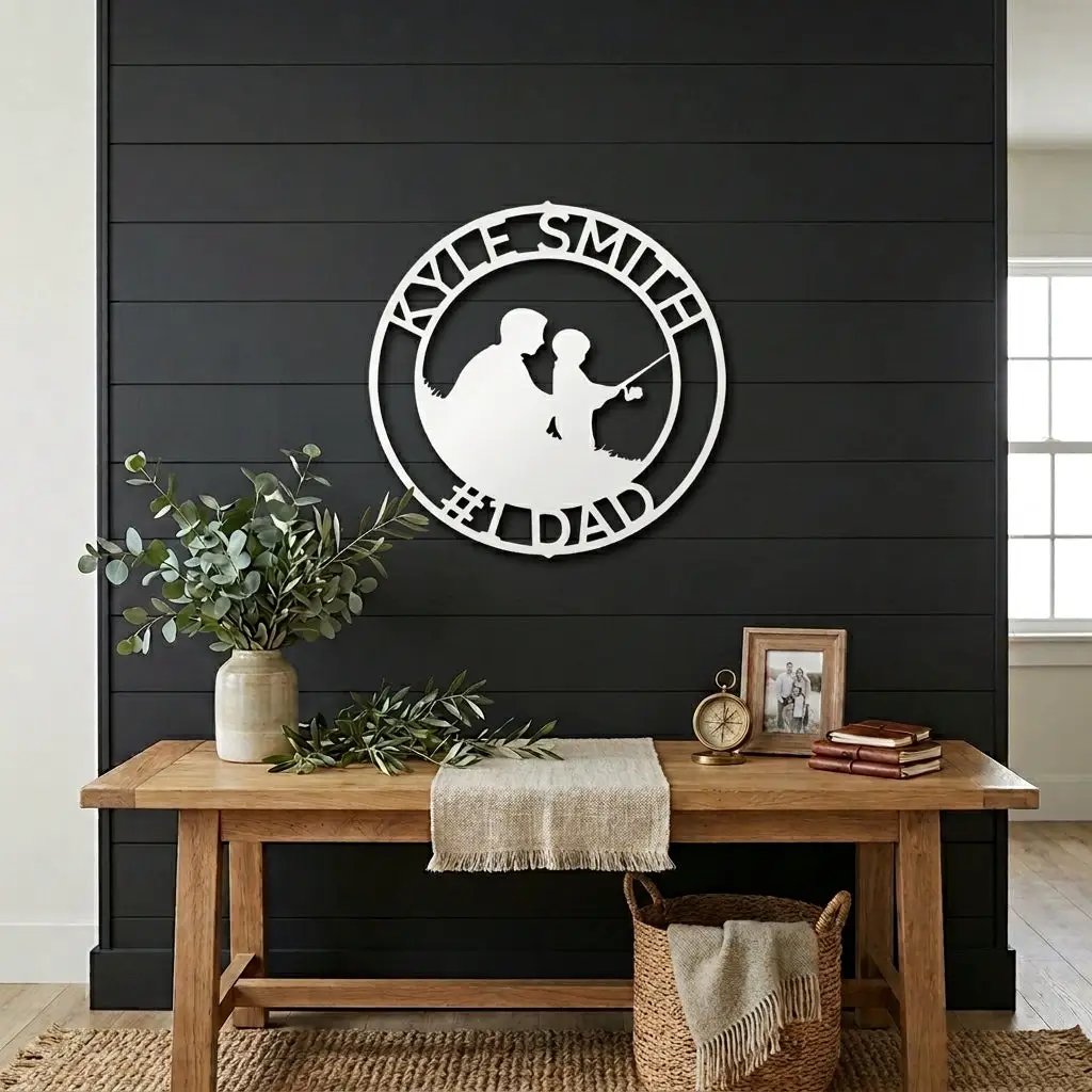 Personalized Father and Son Fishing Sign, Custom Dad Gift, Fishing Wall Decor, Father’s Day Gift, Gift for Fisherman, Metal Wall Art