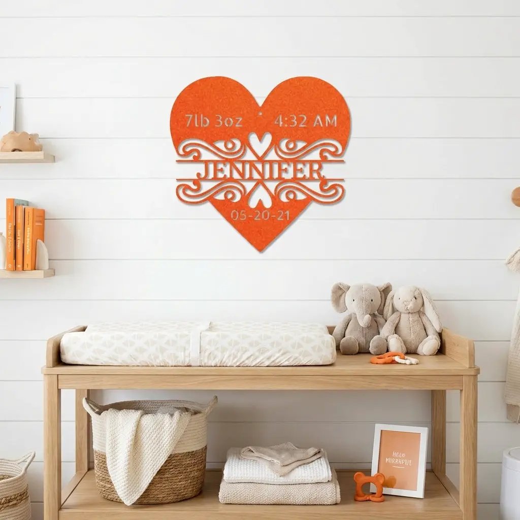 Newborn Baby Love Monogram Personalized Indoor Outdoor Steel Wall Sign Art