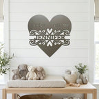 Newborn Baby Love Monogram Personalized Indoor Outdoor Steel Wall Sign Art